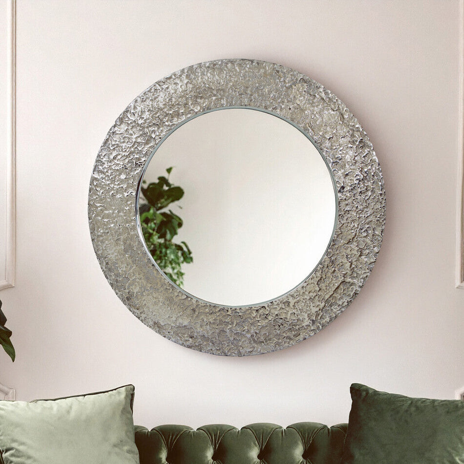 Akola Nickle Finish Round Wall Mirror - Image 2