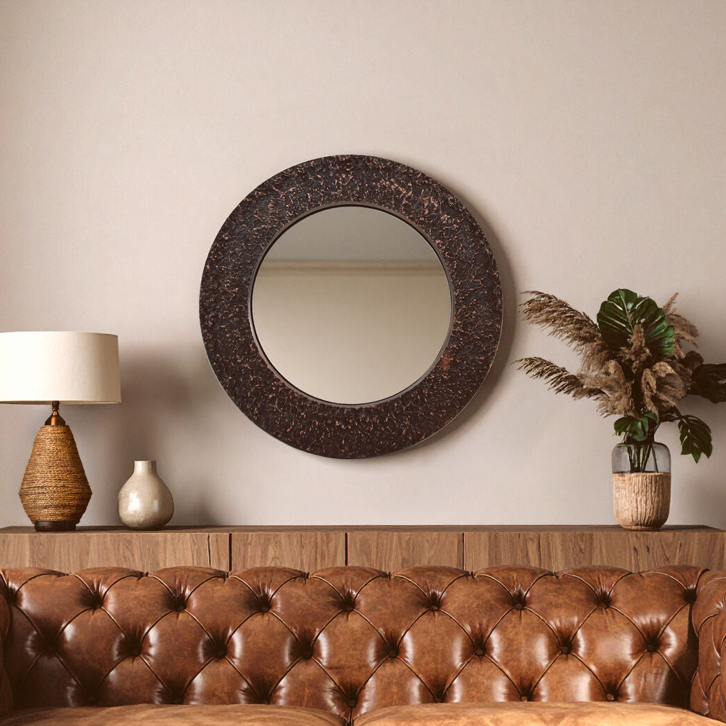 Akola Copper Finish Round Wall Mirror - Image 2