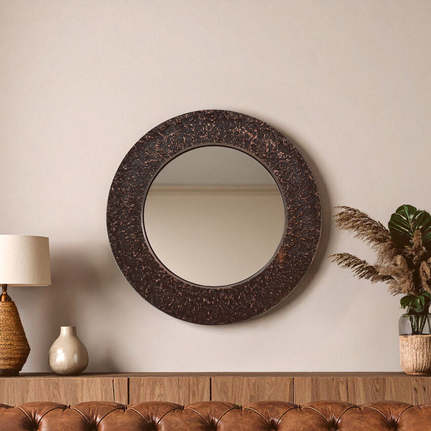 Akola Copper Finish Round Wall Mirror - Image 2