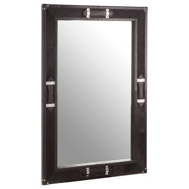 Rectangular mirror with a black frame on a white background