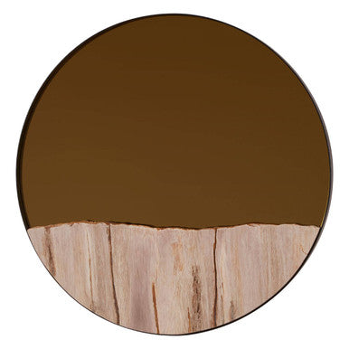 Relic Petrified Wood Tile Large Round Mirror