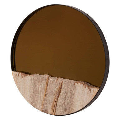 Relic Petrified Wood Tile Small Round Mirror