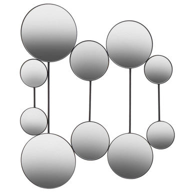 Decorative wall mirror with multiple circular mirrors on a white background