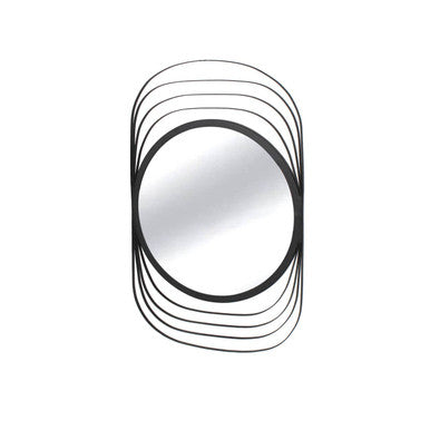Decorative mirror with concentric circular design on a white background