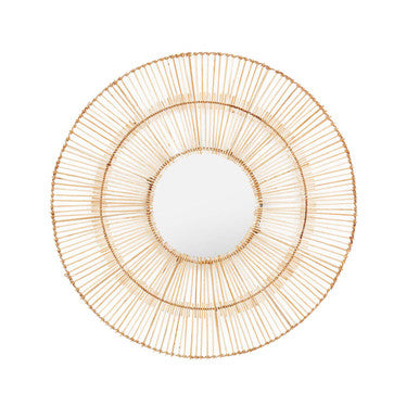 Decorative wall art with a gold wire circular design on a white background
