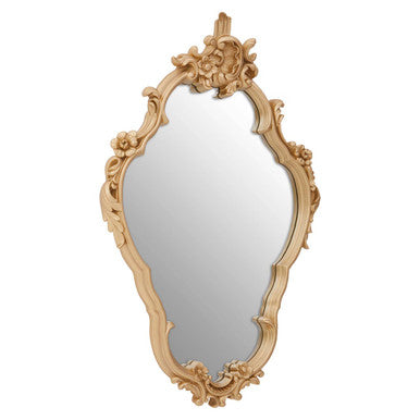 Decorative wall mirror with gold frame on a white background