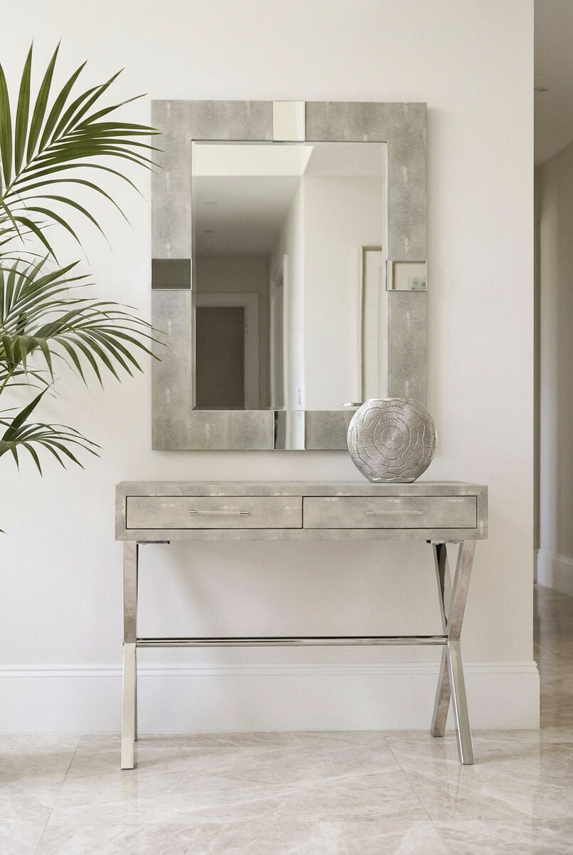 Grey Shagreen Effect Wall Mirror | Cardona