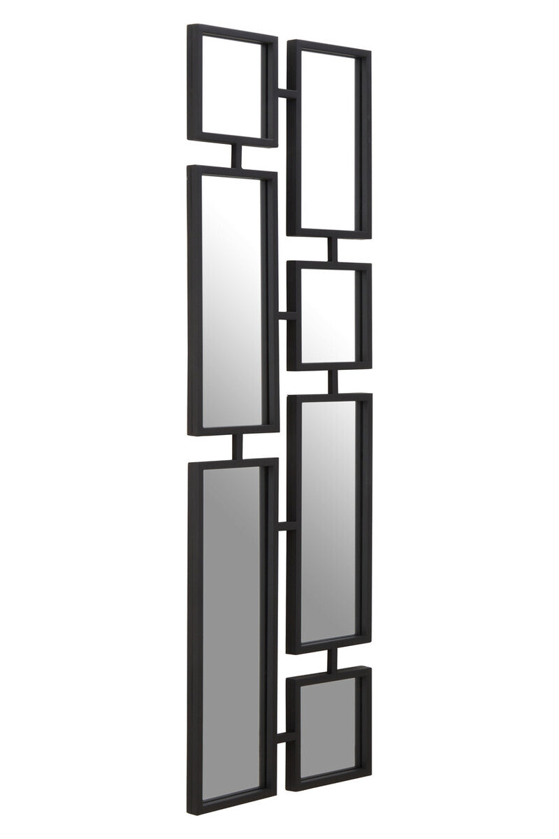 Decorative wall mirror with geometric design on a white background