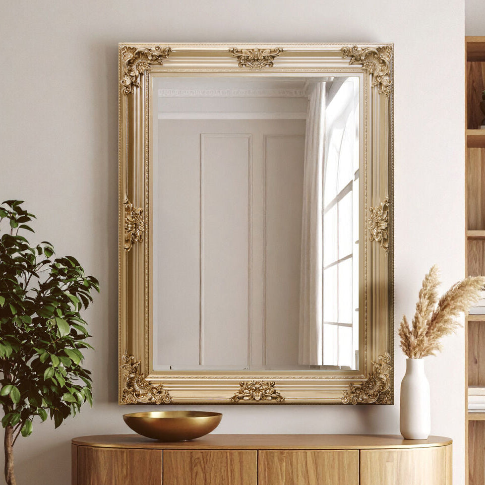 Lora Gold Finish Wooden Frame Wall Mirror - Image 2