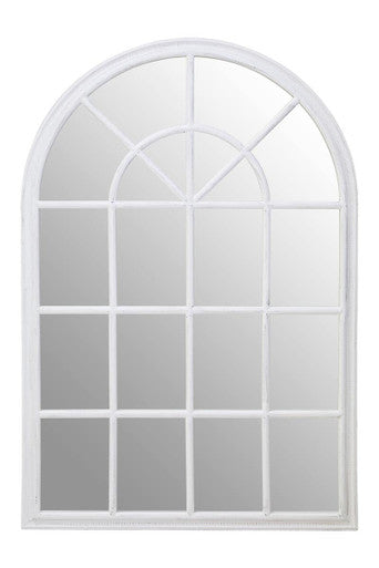 Lovida White Arched Wooden Frame Wall Mirror