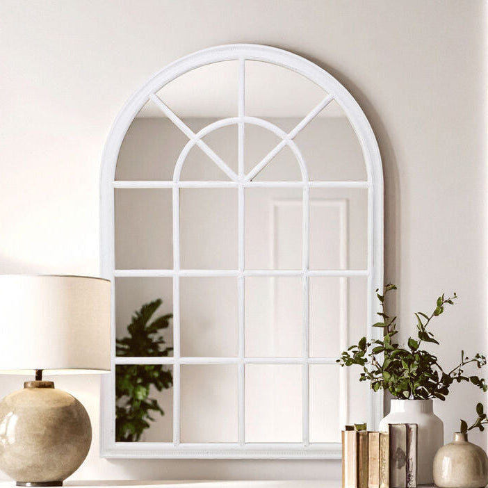 Lovida White Arched Wooden Frame Wall Mirror - Image 2
