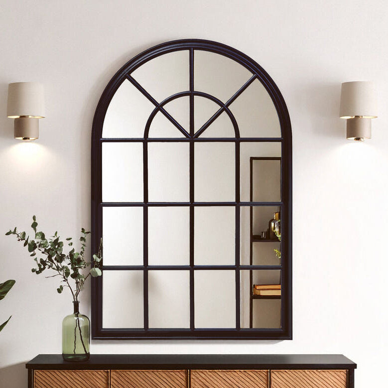 Lovida Black Arched Wooden Frame Wall Mirror - Image 2