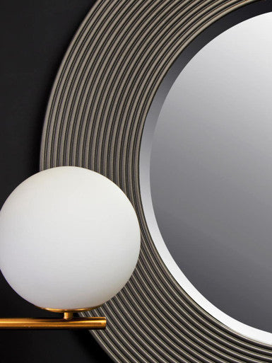 Dervio Grey Ribbed Round Wall Mirror - Image 6