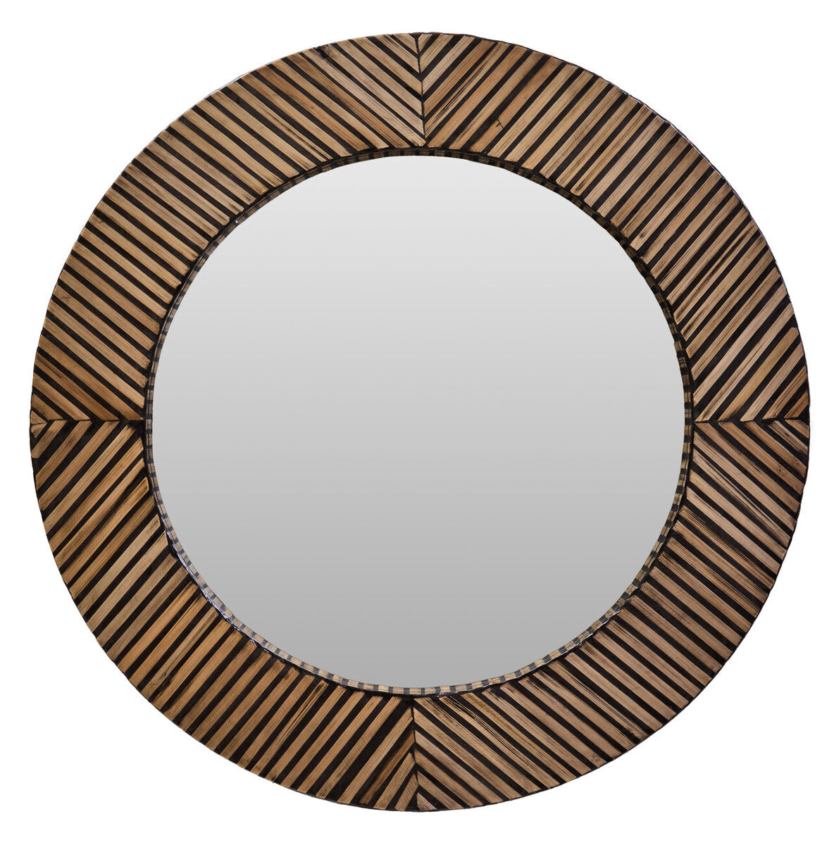 Bambusa Bamboo Inlay Round Wall Mirror