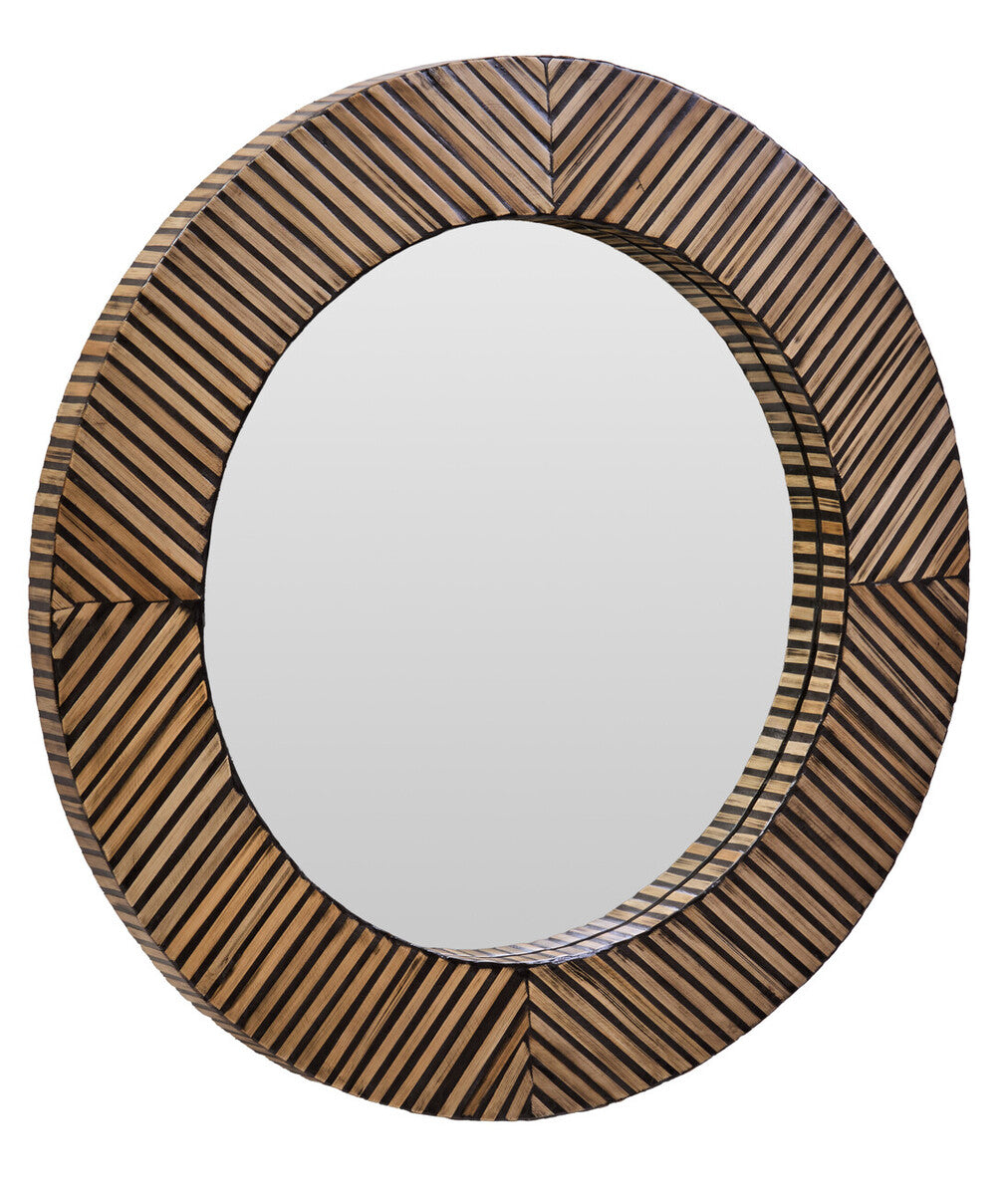 Bambusa Bamboo Inlay Round Wall Mirror