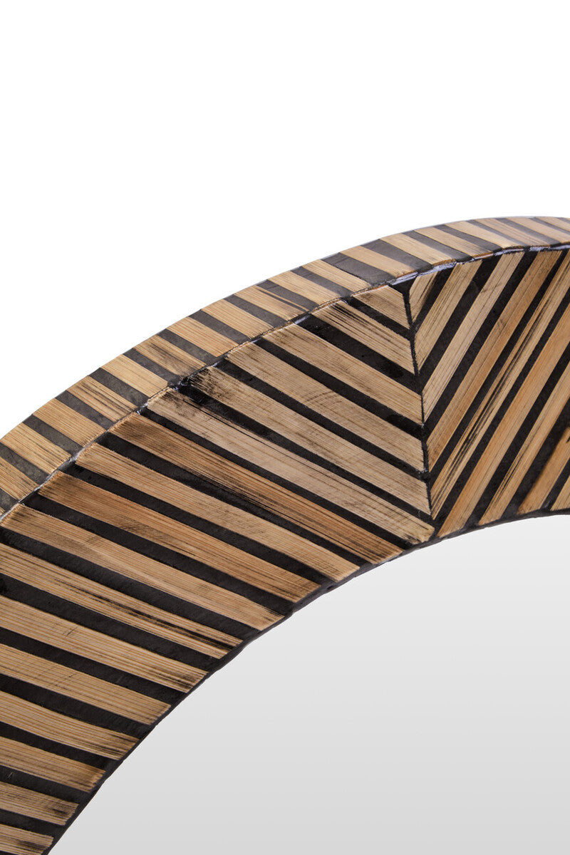 Bambusa Bamboo Inlay Round Wall Mirror