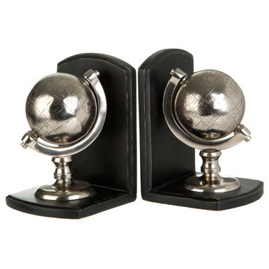 Kensington Townhouse Silver Globe Bookends