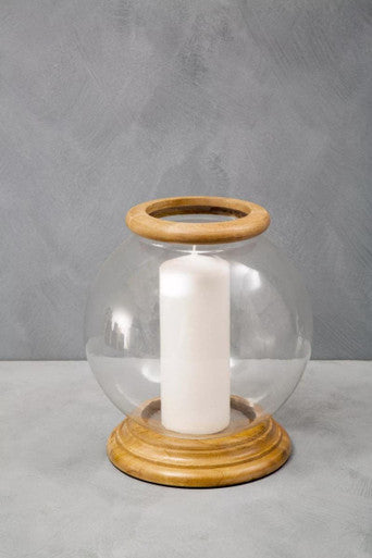 Hampstead Hurricane Small Candle Holder with Wood Rim - Image 3