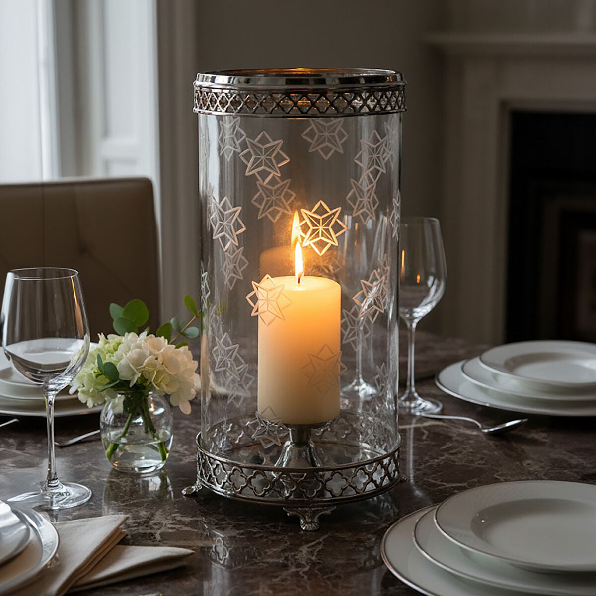 Fizzah Hurricane Candle Holder with Nickel Finish - Image 2