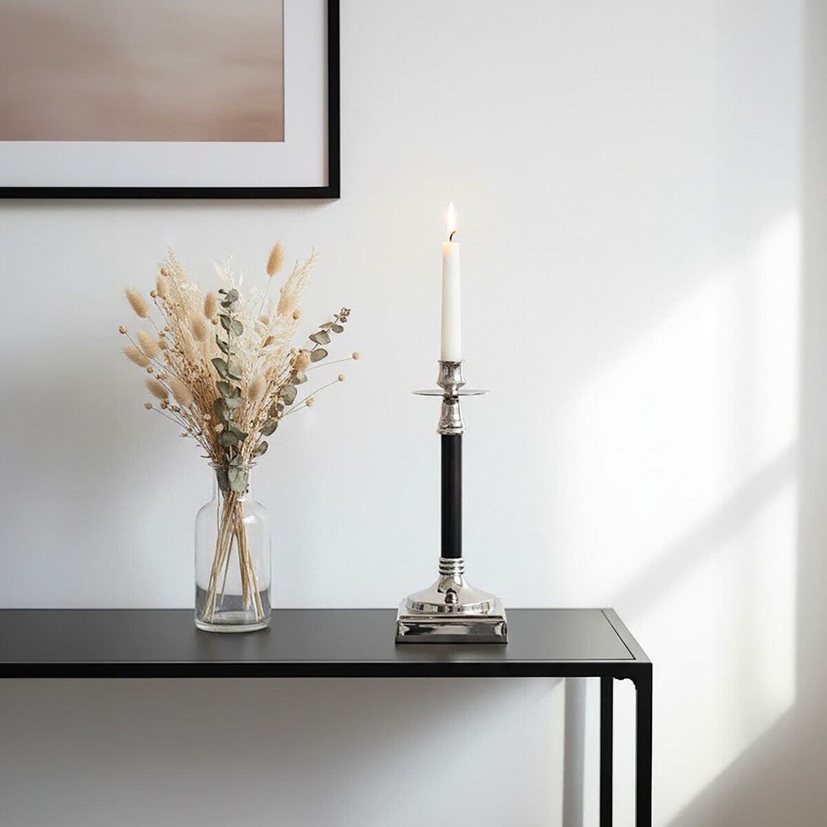 Riya Nickel And Black Finish Candle Holder