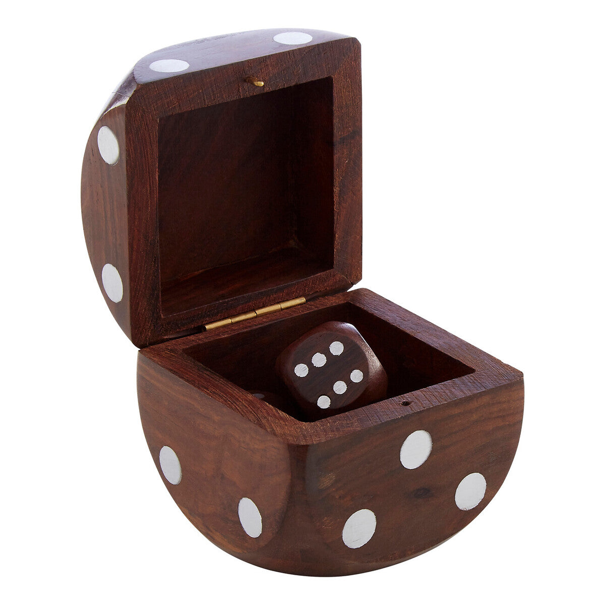 Churchill Games Sheesham Wood Dice Box with 5 Dice