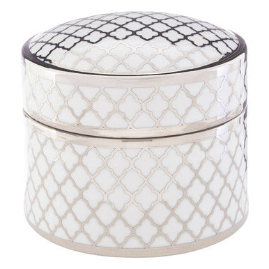Decorative box with lattice pattern on a white background