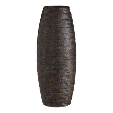 Textured brown vase on a white background