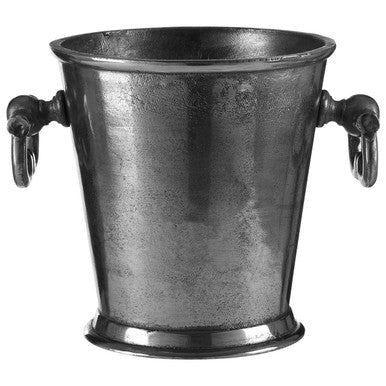 Metal wine cooler with handles on a white background