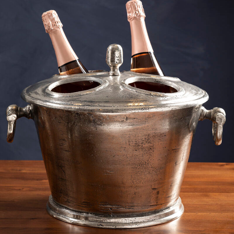 Rustic Antique Silver 4 Bottle Wine Cooler