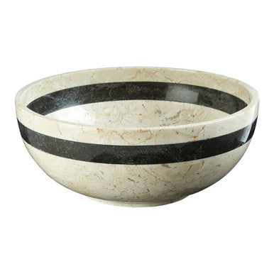 Marble bowl with black stripes on a white background