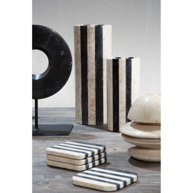 Sura Cream And Black Large Marble Vase