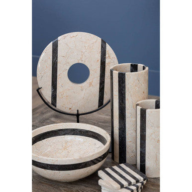 Sura Cream And Black Large Marble Vase