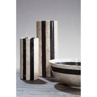 Sura Cream And Black Small Marble Vase