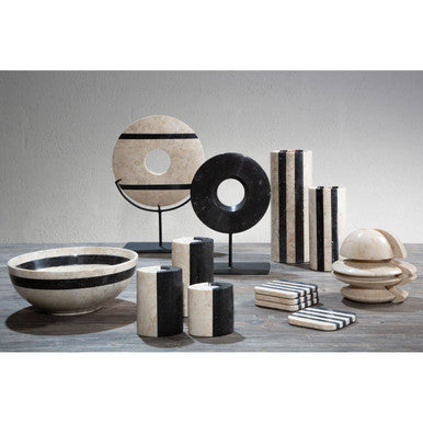 Sura Set Of 4 Cream And Black Marble Coasters