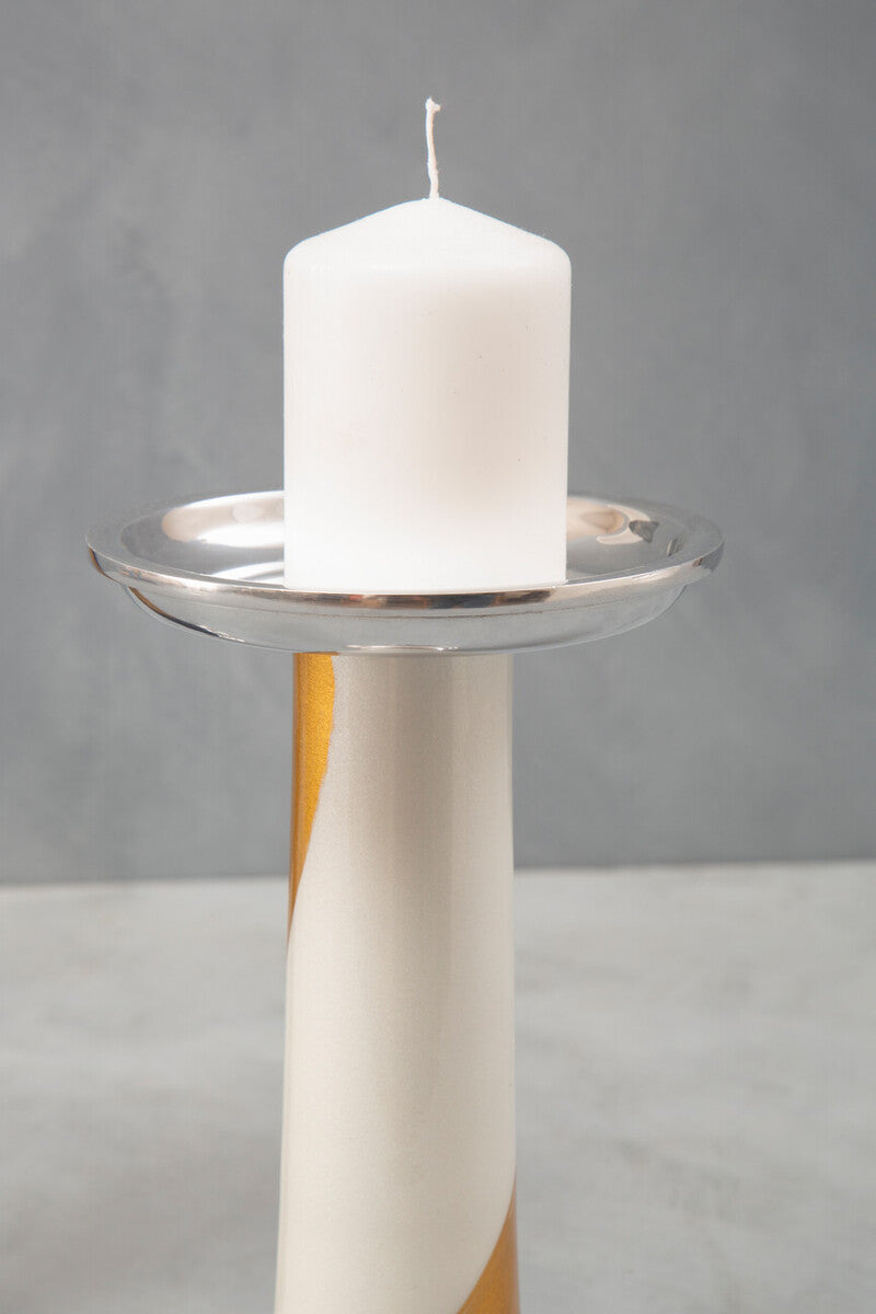 Alma White And Gold Candle Holder