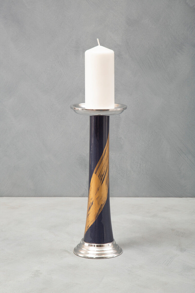 Alma Blue And Gold Candle Holder