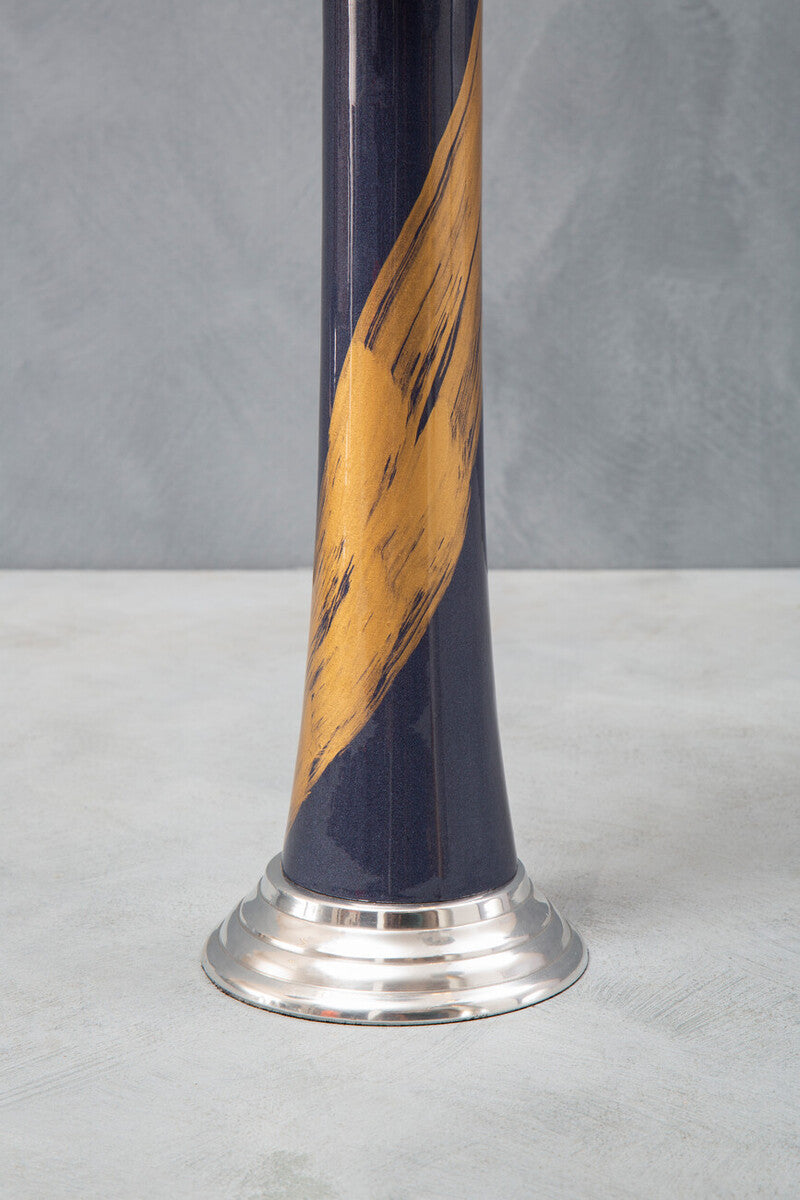 Alma Blue And Gold Candle Holder