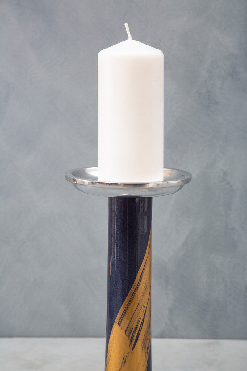 Alma Blue And Gold Candle Holder