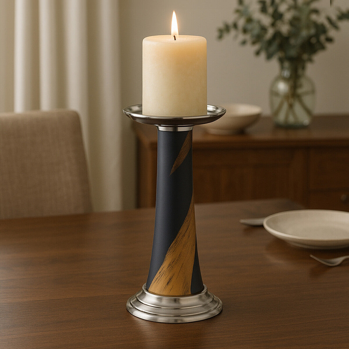 Alma Blue And Gold Candle Holder - Image 2