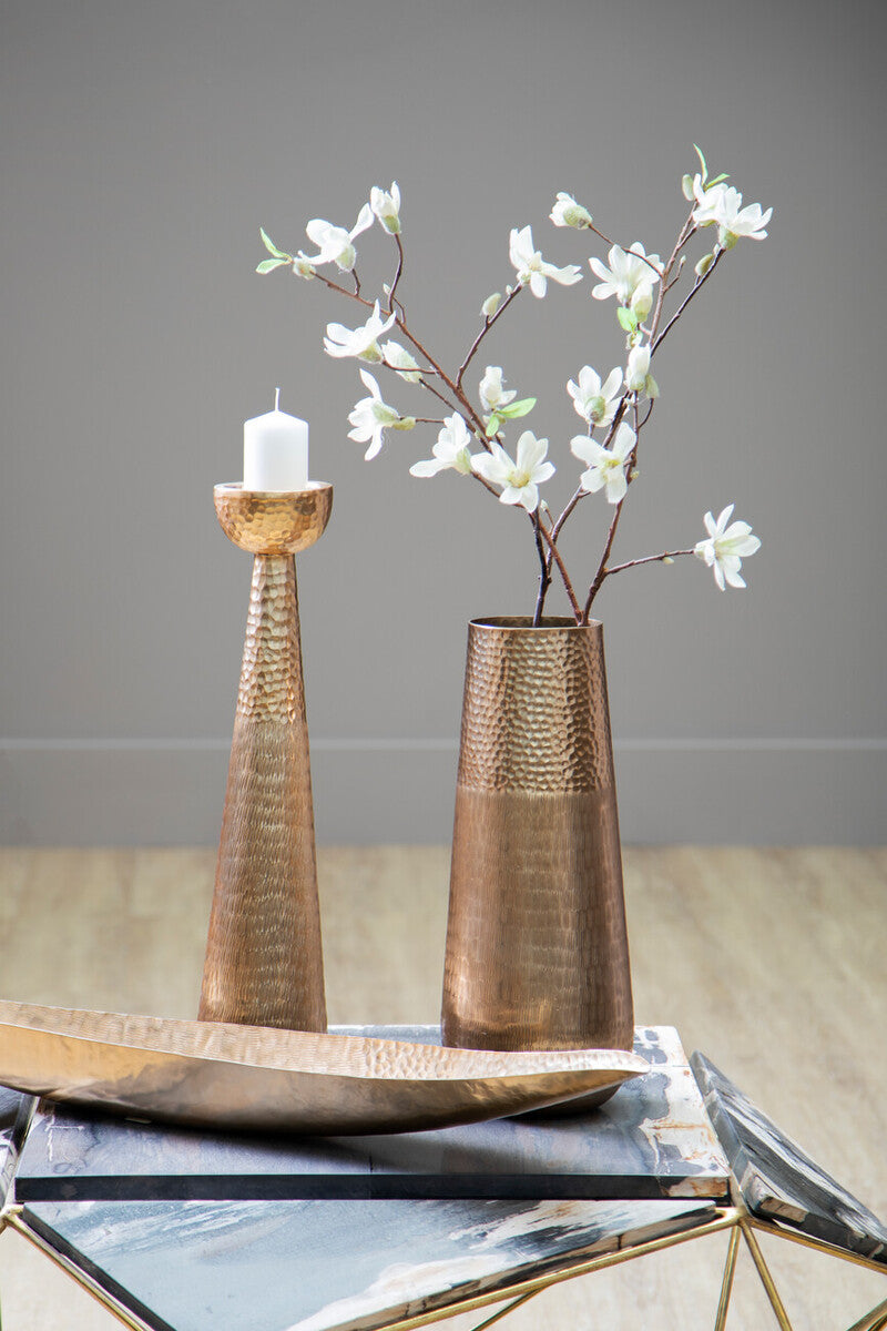 Solis Gold Finish Pillar Candle Holder