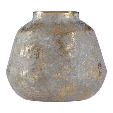 Orvena Small Grey And Gold Ceramic Vase - Image 2