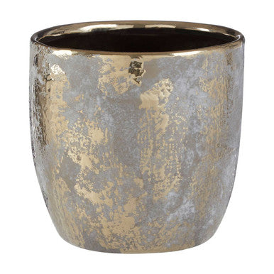 Orvena Large Grey and Gold Ceramic Planter