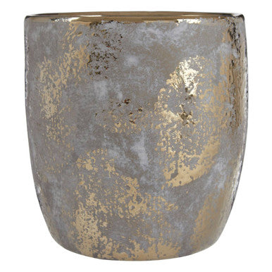 Orvena Large Grey and Gold Ceramic Planter
