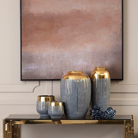 Cyrus Grey and Gold Small Vase - Image 3