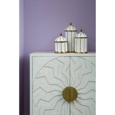 Coletta Medium White and Gold Ceramic Jar