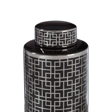 Daria Black And Silver Finish Large Ceramic Jar