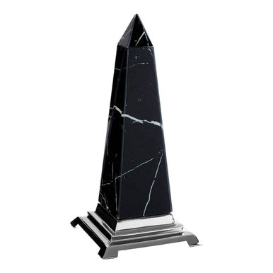 Renata Small Black Marble Design Obelisk Sculpture - Image 3