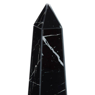 Renata Small Black Marble Design Obelisk Sculpture - Image 4