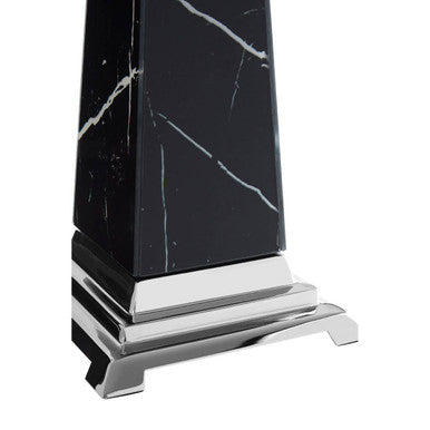Renata Large Black Marble Design Obelisk Sculpture