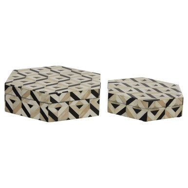 Harlo Ivory and Black Set of 2 Trinket Boxes